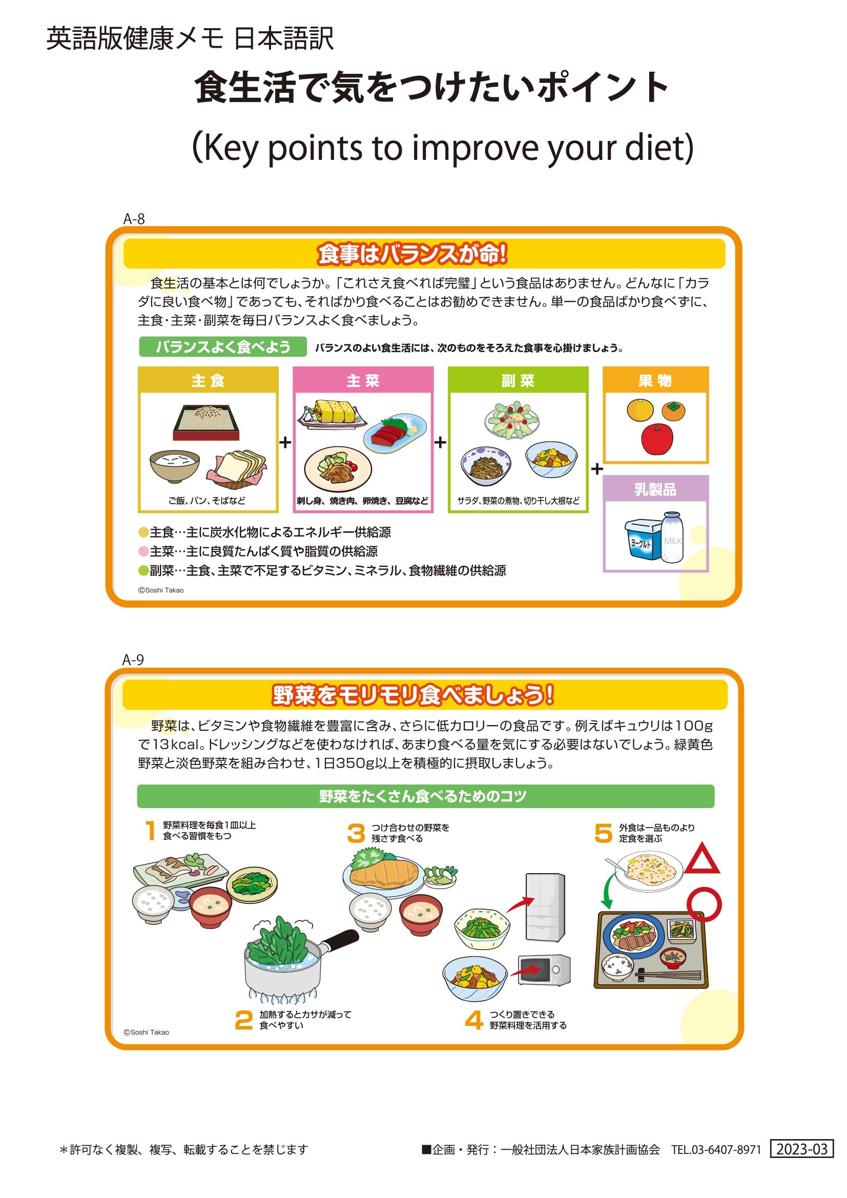 英語版】食生活で気をつけたいポイント – JFPA®オンラインショップ