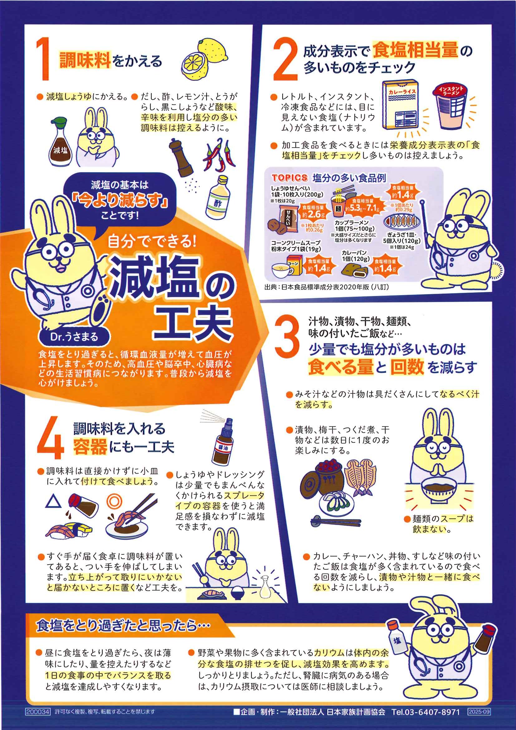塩は1日(男性7.5g 女性6.5g) 未満に – JFPA®オンラインショップ