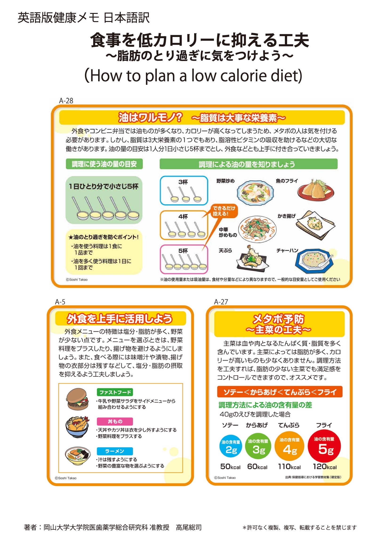 英語版】食事を低カロリーに抑える工夫～脂肪のとり過ぎに気をつけよう